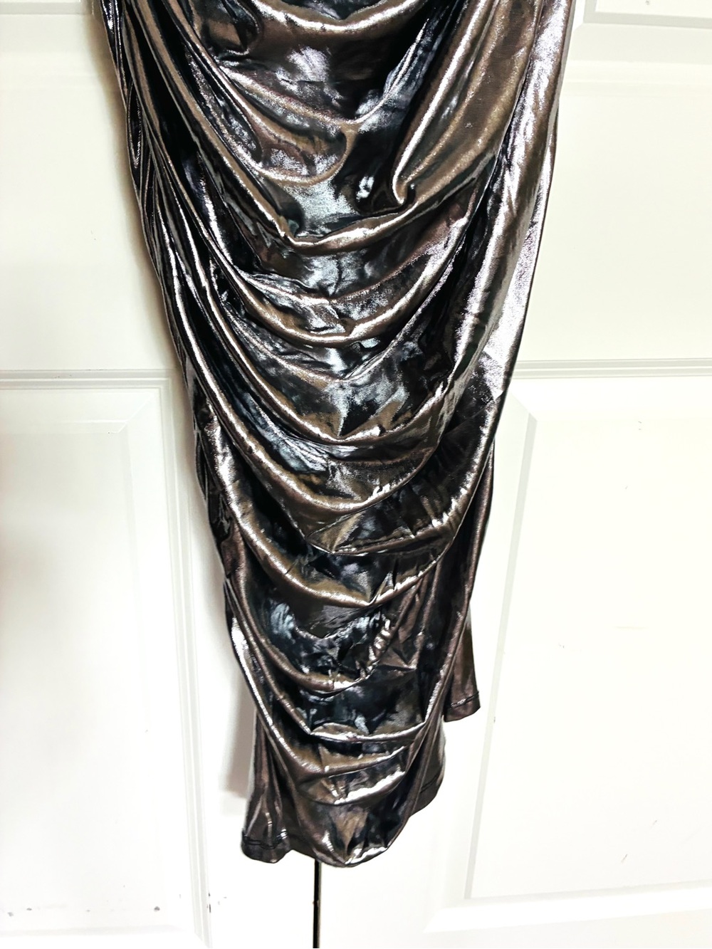 Fashion Nova Silver Metallic One-Shoulder Dress NWT 2X - Picture 12 of 16